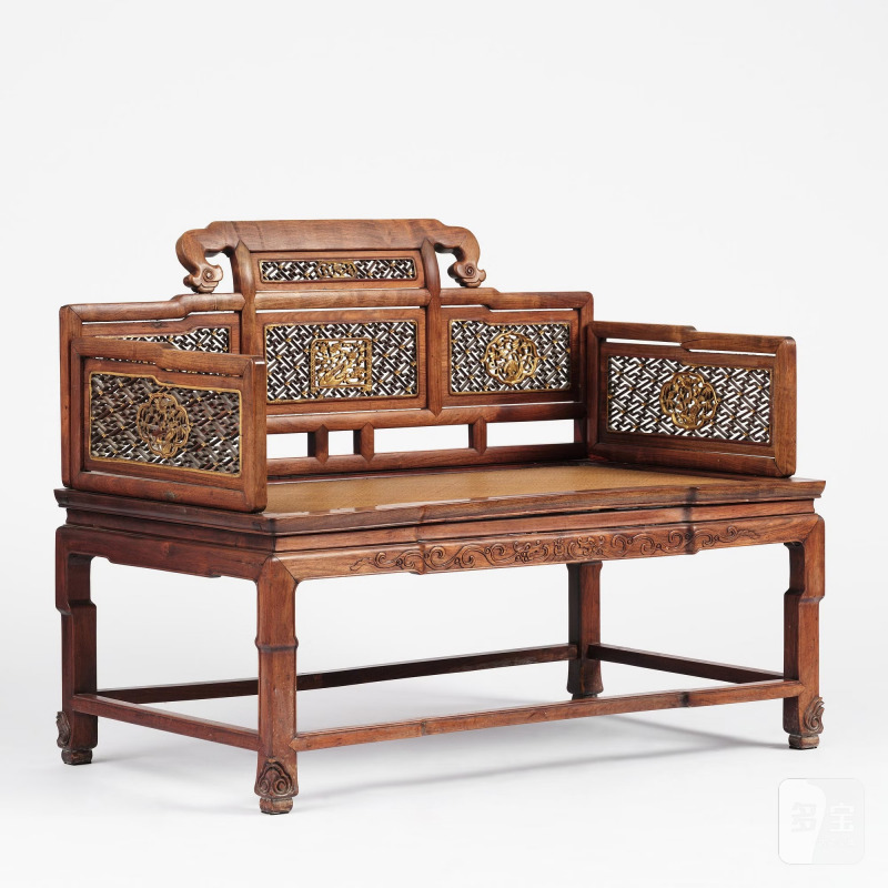 A Chinese hardwood throne chair/day bed, - 图3